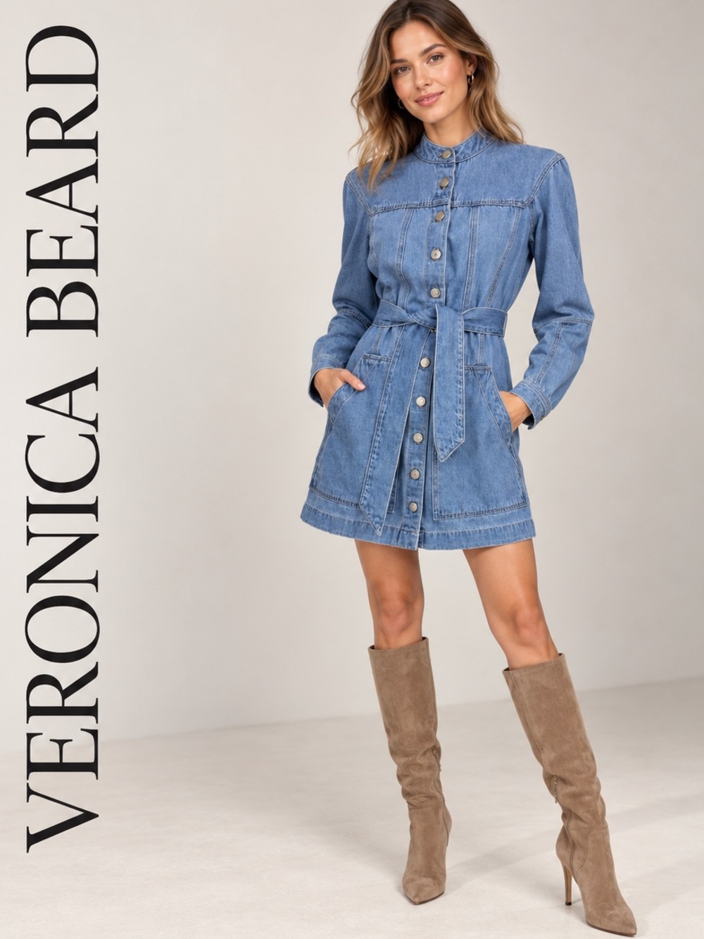 🌸Veronica Beard Basia Denim Mini Dress in Mystic Blue size 6 Preppy Casual Chic